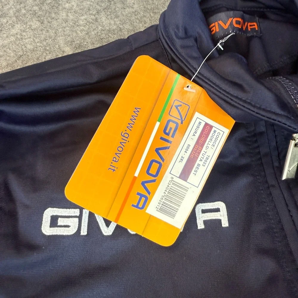 Givova Track Jacket Embroidered Full Zip Hooded Men Size 2XL Lightweight‎ NWT
